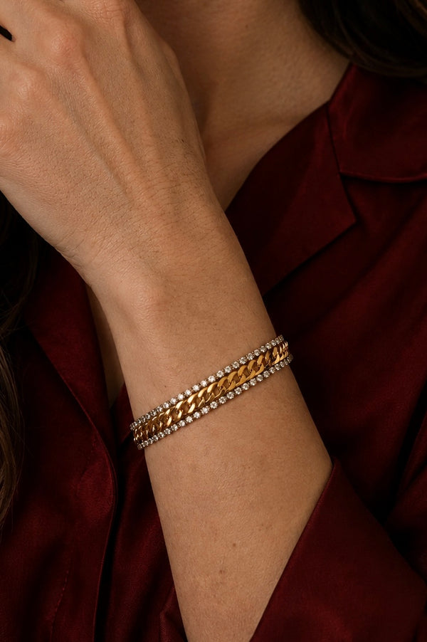 Duo Tennis Link Gold Bracelet