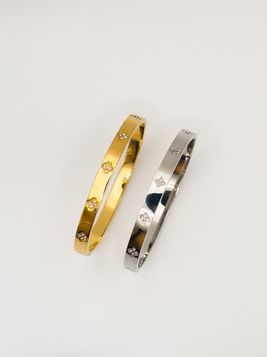 Oro Premium Fleur Gold Silver Bangle