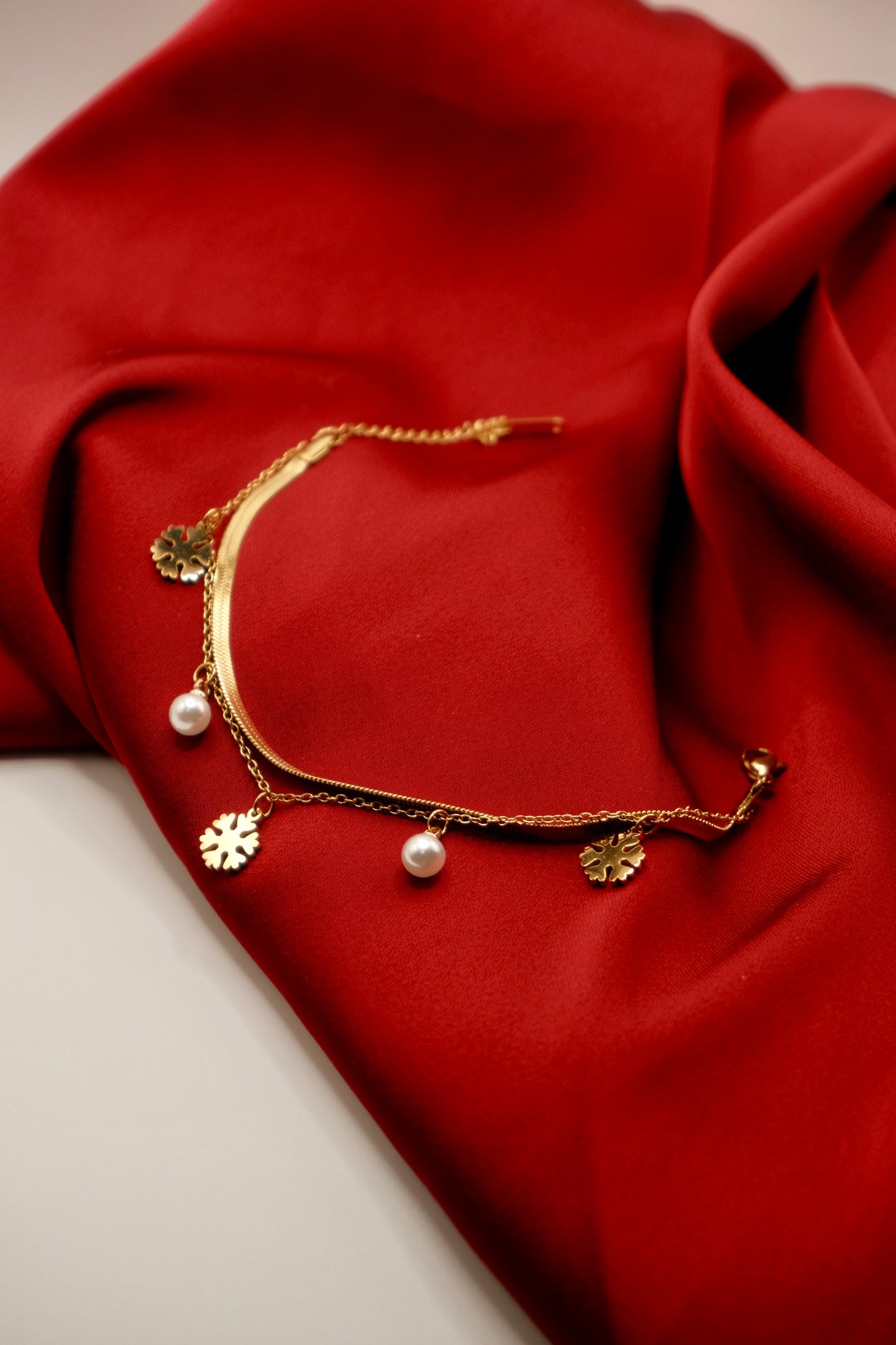 Golden Frost Pearl Layer Bracelet