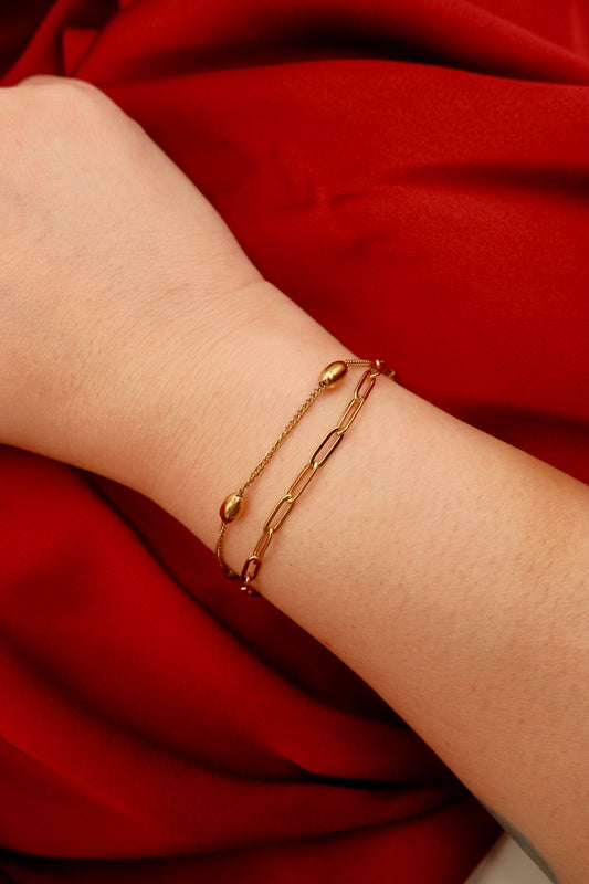 Paperclip Ball Gold Bracelet