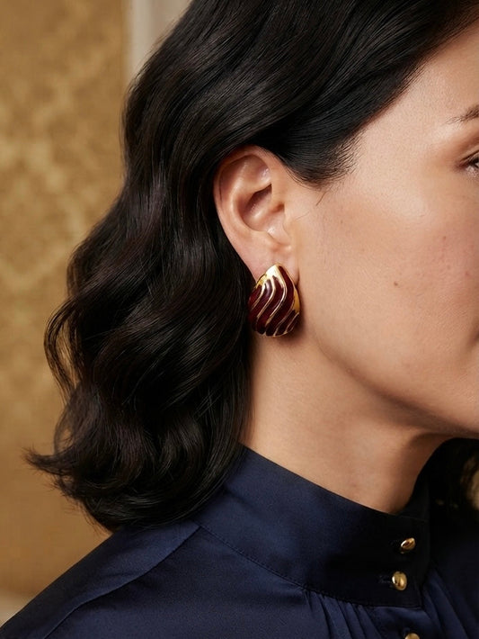 Anya Wine Red Almond Chunky Earrings