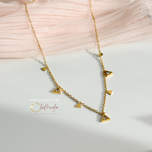 Celeste Droplets Triangle Necklace