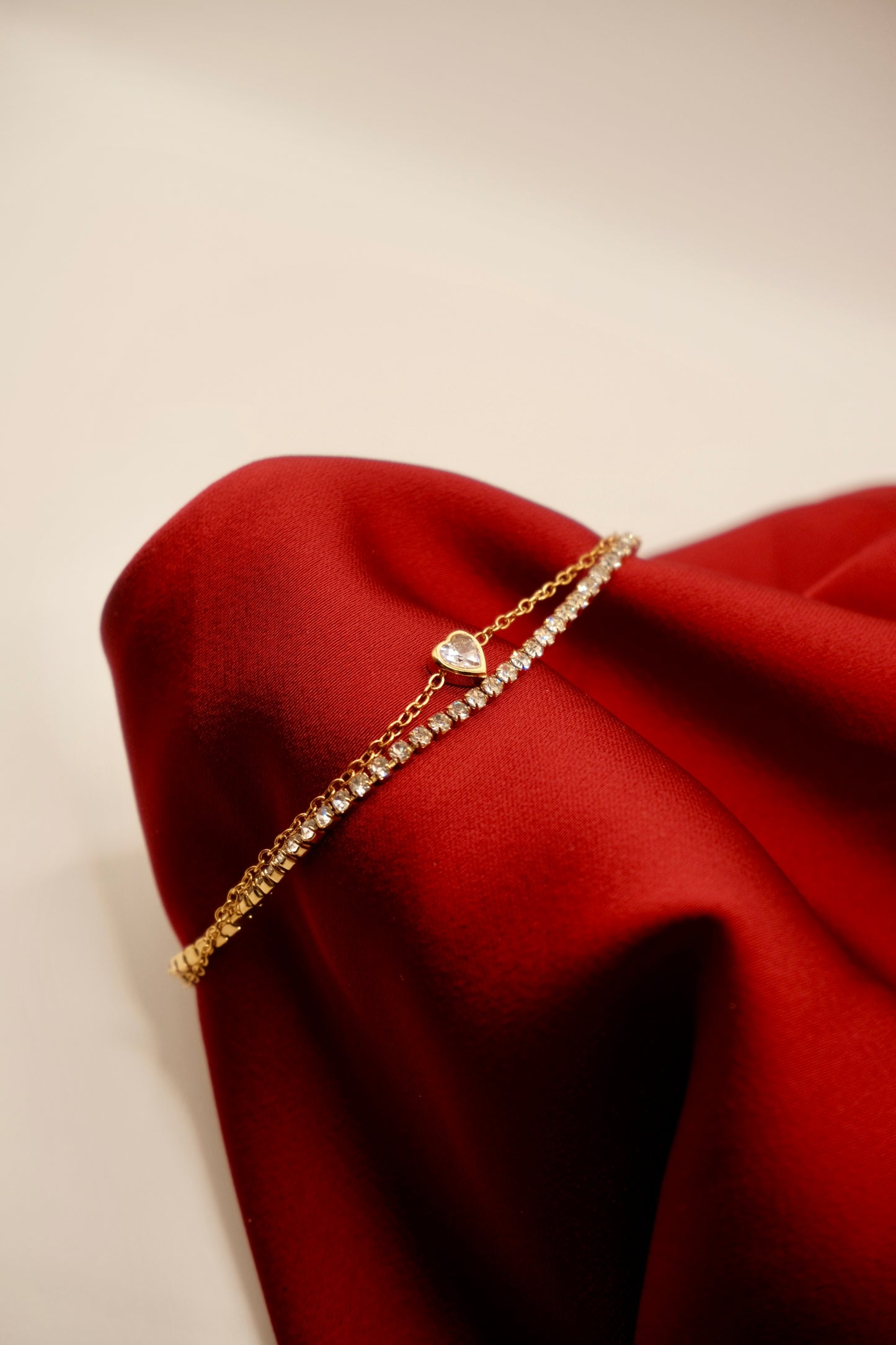 Golden Heart Tennis Layer Bracelet