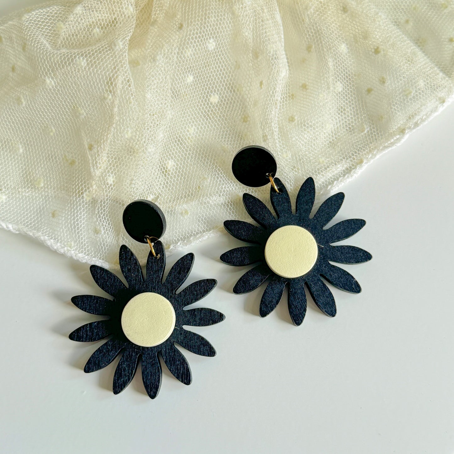 Hermosa Flower Wood Earrings