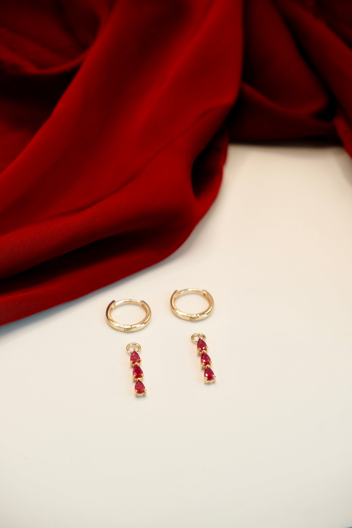 Alicia Hoops 2-way Drop Pink Earrings