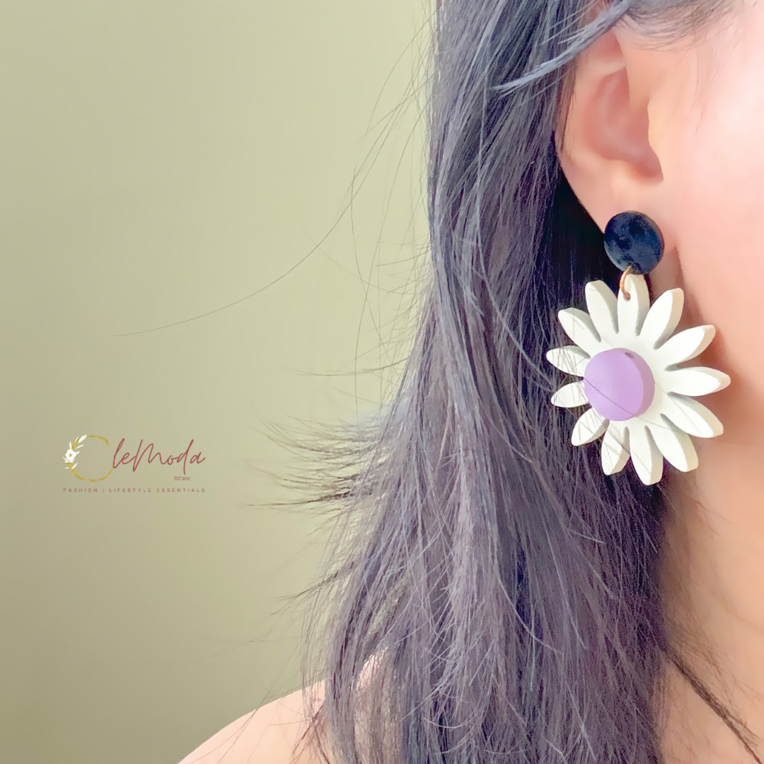 Hermosa Flower Wood Earrings