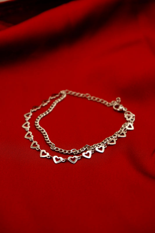 Heartline Cuban Silver Bracelet