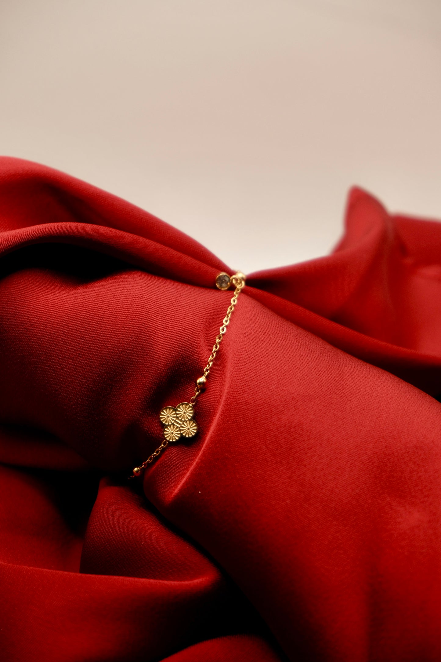 Golden Lucky Clover Charm Bracelet