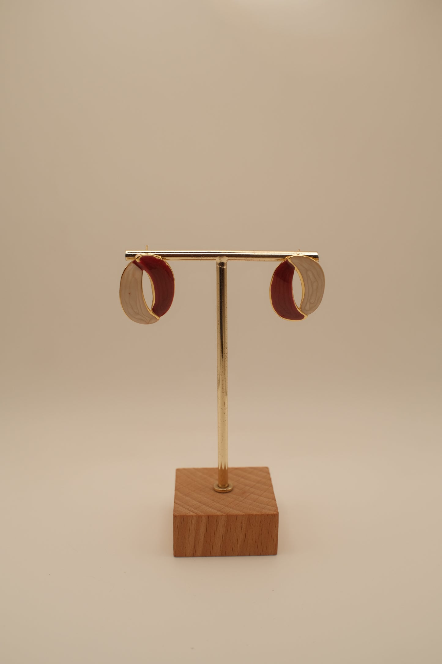 Anya Wine Red & White Chunky Earrings