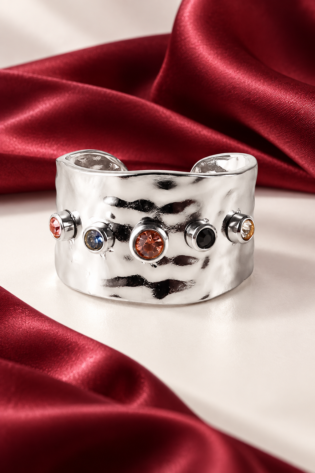 Rivet Studded Silver Ring