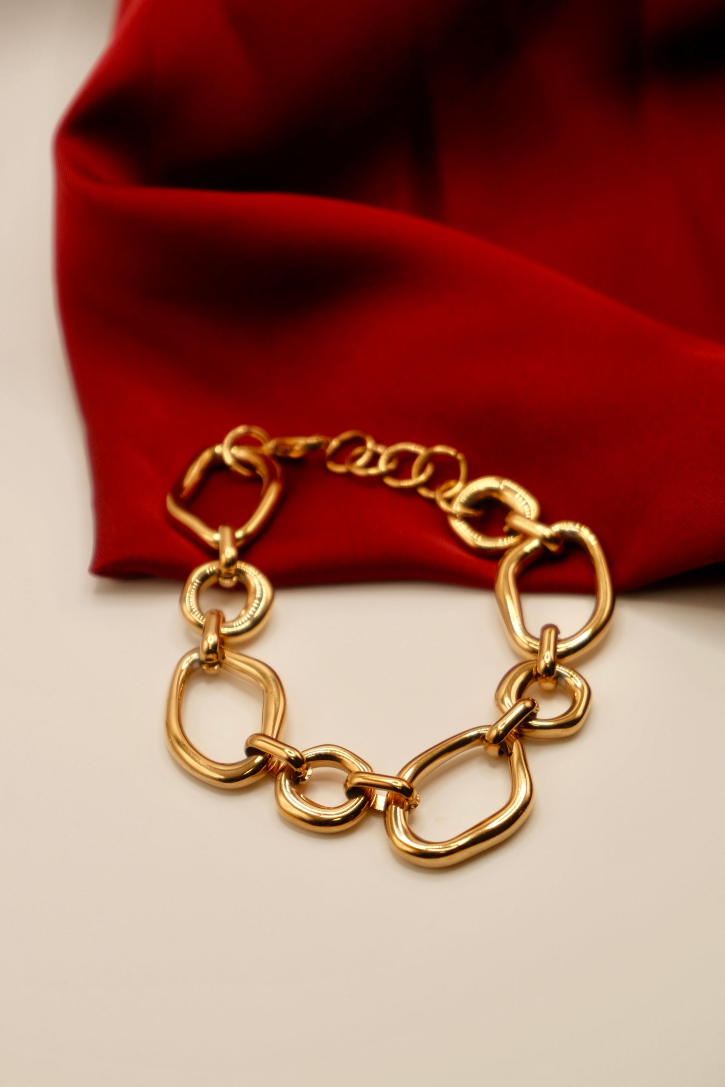 Cuban Irregular Gold Link Bracelet