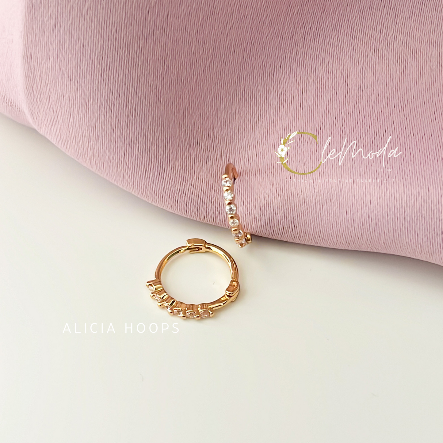 Alicia HOOPS Small Huggies Zirconia Earrings